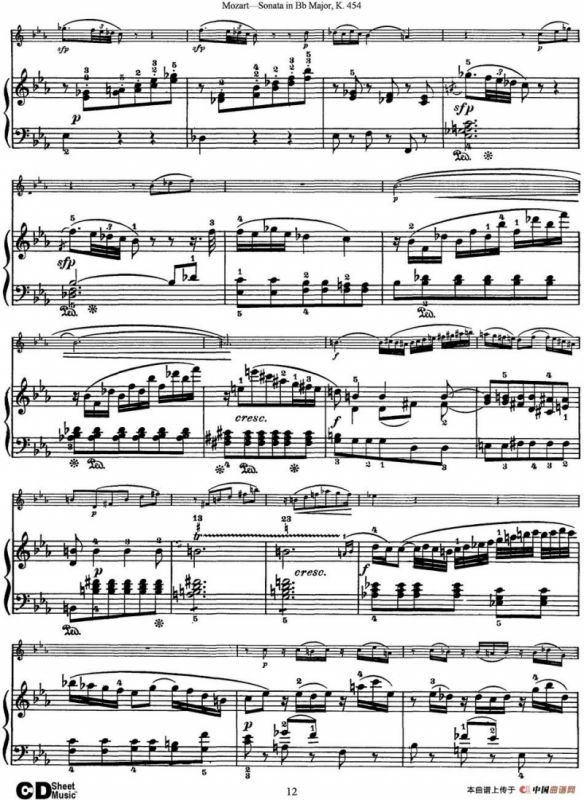 Violin Sonata in Bb Major K.454（小提琴+钢琴伴奏）