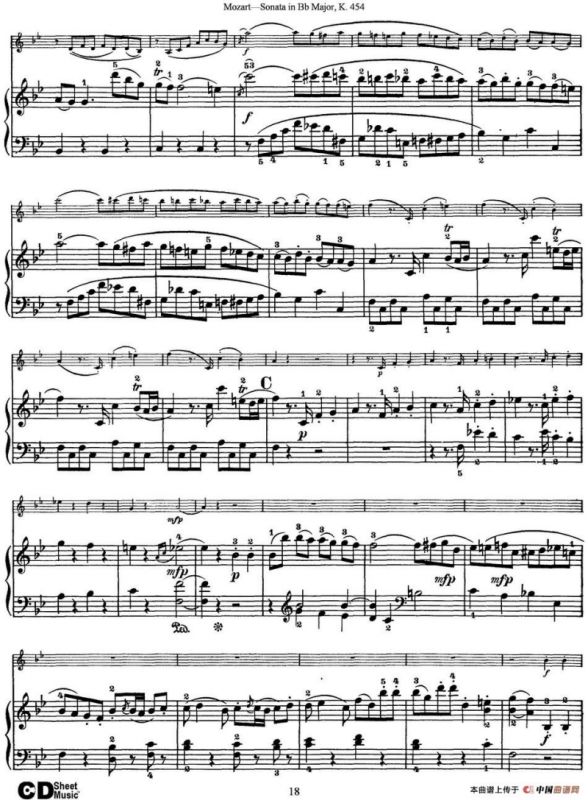 Violin Sonata in Bb Major K.454（小提琴+钢琴伴奏）