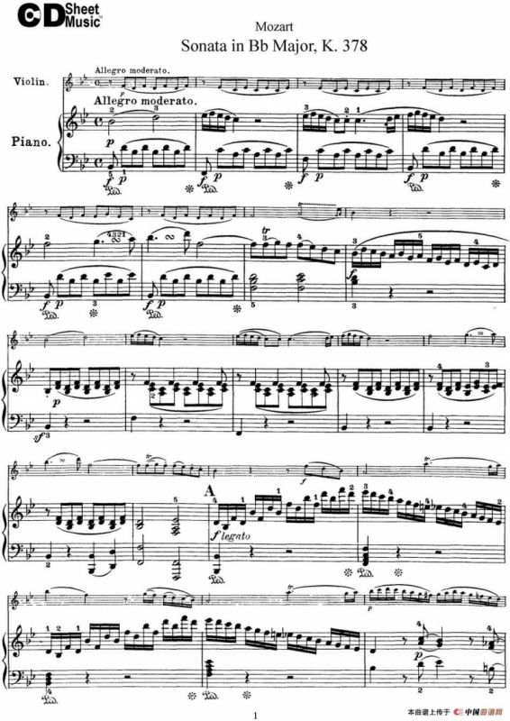 Violin Sonata in Bb Major K.378（小提琴+钢琴伴奏）