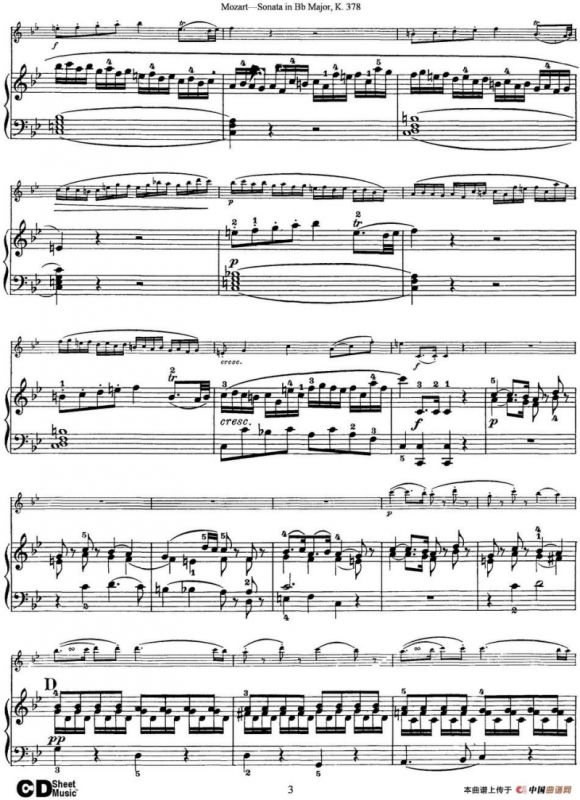 Violin Sonata in Bb Major K.378（小提琴+钢琴伴奏）
