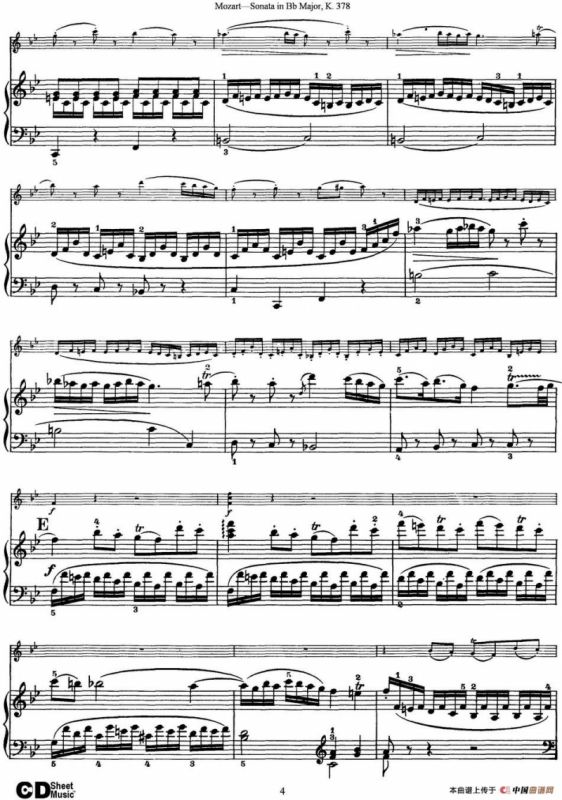 Violin Sonata in Bb Major K.378（小提琴+钢琴伴奏）