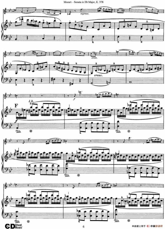 Violin Sonata in Bb Major K.378（小提琴+钢琴伴奏）