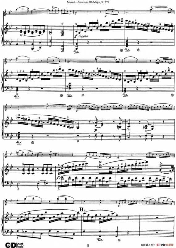 Violin Sonata in Bb Major K.378（小提琴+钢琴伴奏）