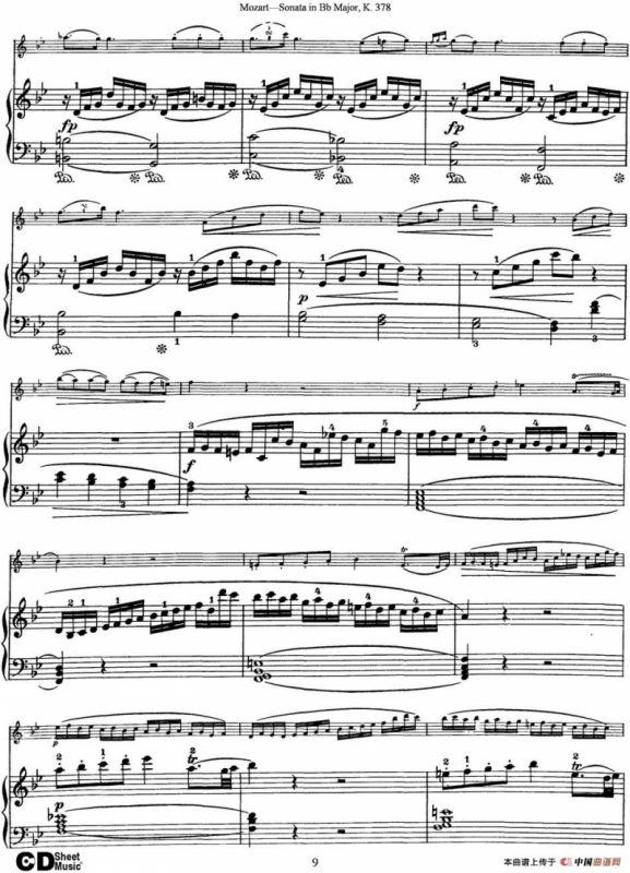 Violin Sonata in Bb Major K.378（小提琴+钢琴伴奏）
