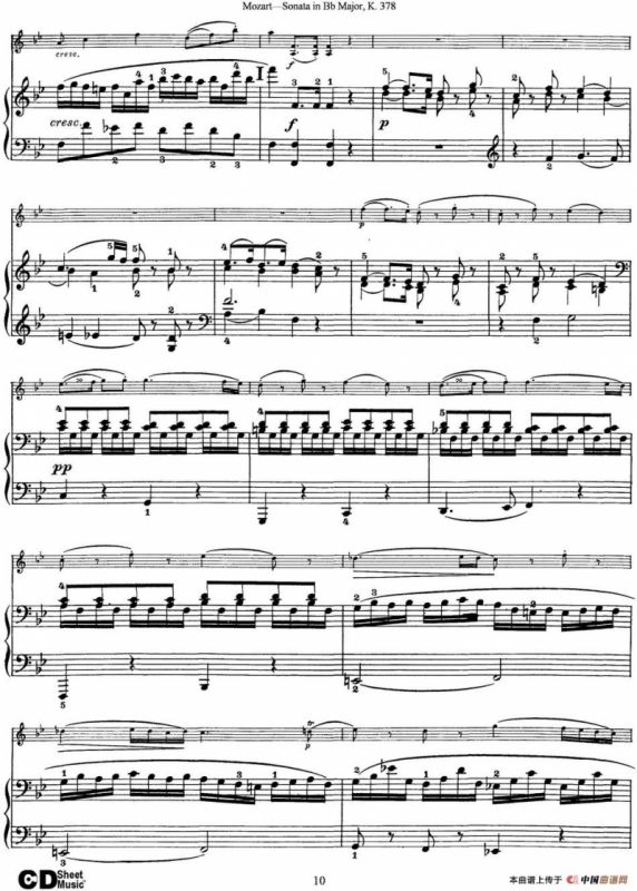 Violin Sonata in Bb Major K.378（小提琴+钢琴伴奏）