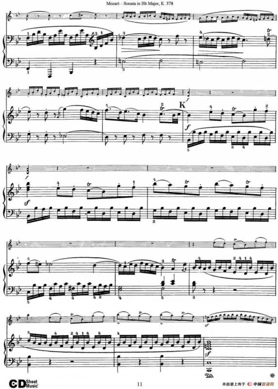 Violin Sonata in Bb Major K.378（小提琴+钢琴伴奏）