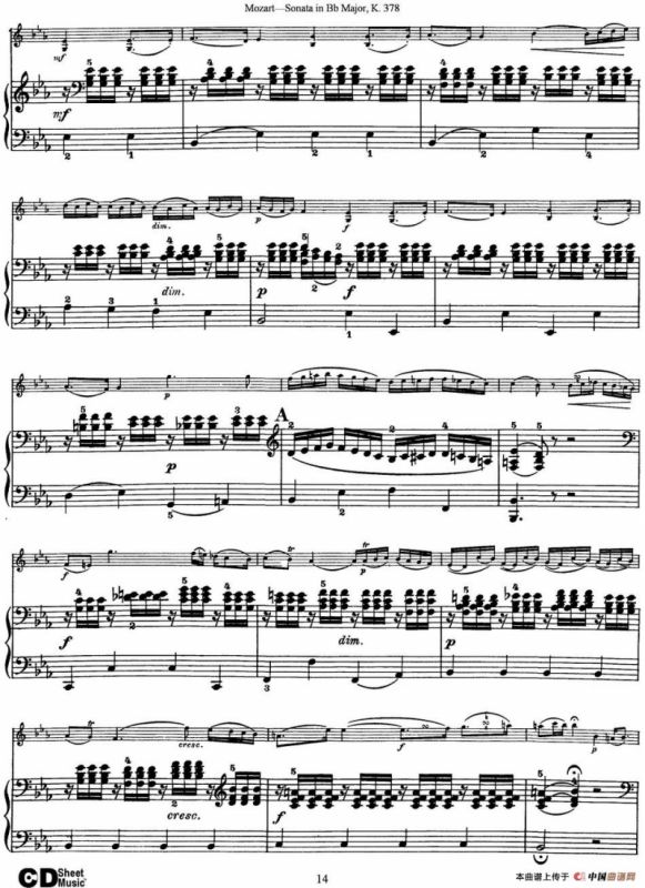 Violin Sonata in Bb Major K.378（小提琴+钢琴伴奏）