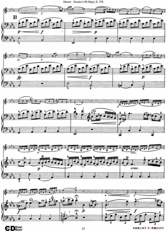 Violin Sonata in Bb Major K.378（小提琴+钢琴伴奏）