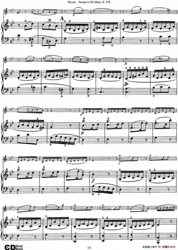 Violin Sonata in Bb Major K.378（小提琴+钢琴伴奏）