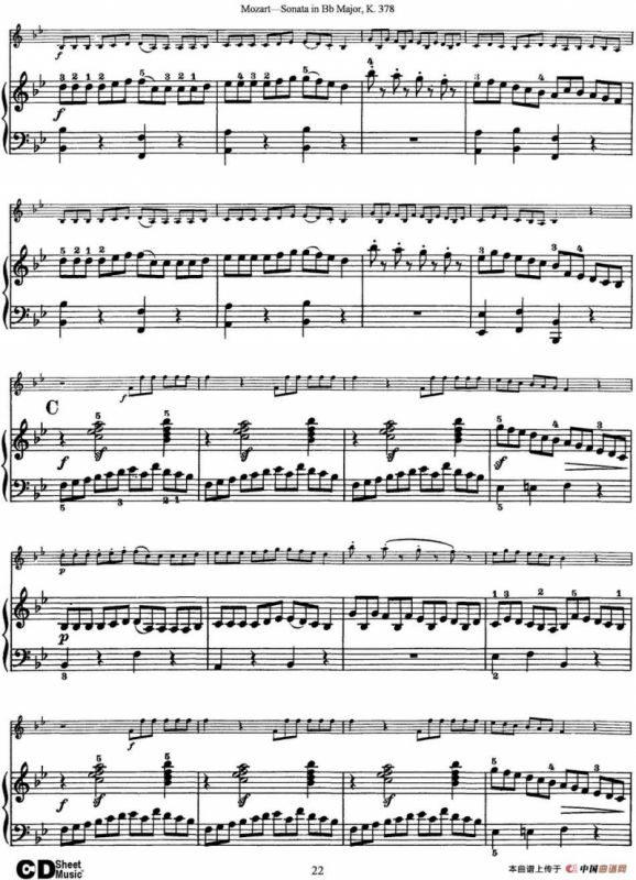 Violin Sonata in Bb Major K.378（小提琴+钢琴伴奏）