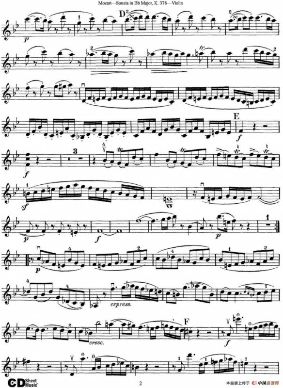 Violin Sonata in Bb Major K.378