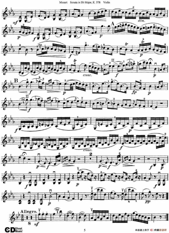 Violin Sonata in Bb Major K.378