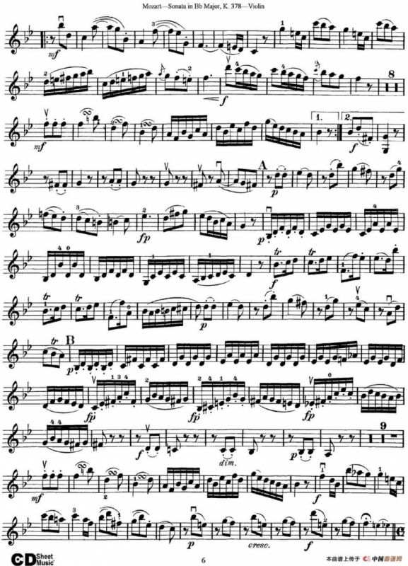 Violin Sonata in Bb Major K.378