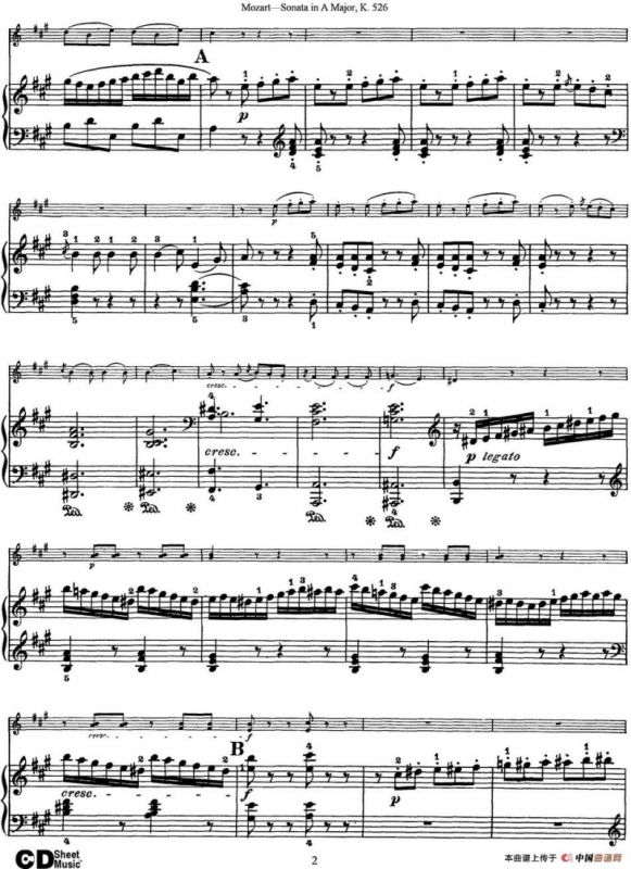 Violin Sonata in A Major K.526（小提琴+钢琴伴奏）