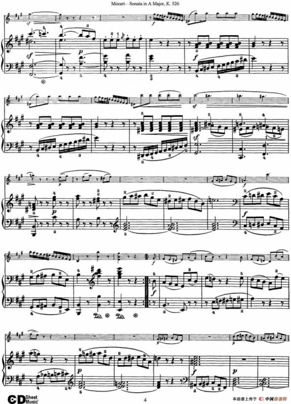 Violin Sonata in A Major K.526（小提琴+钢琴伴奏）