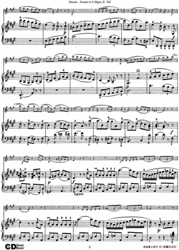 Violin Sonata in A Major K.526（小提琴+钢琴伴奏）