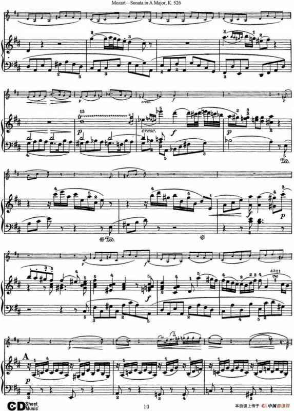 Violin Sonata in A Major K.526（小提琴+钢琴伴奏）