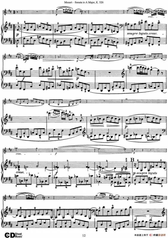 Violin Sonata in A Major K.526（小提琴+钢琴伴奏）