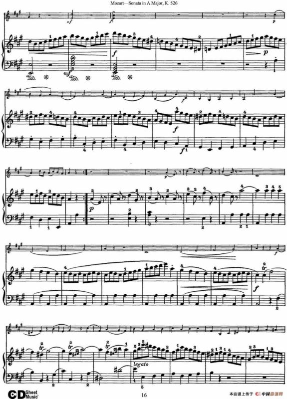 Violin Sonata in A Major K.526（小提琴+钢琴伴奏）