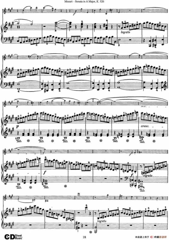 Violin Sonata in A Major K.526（小提琴+钢琴伴奏）