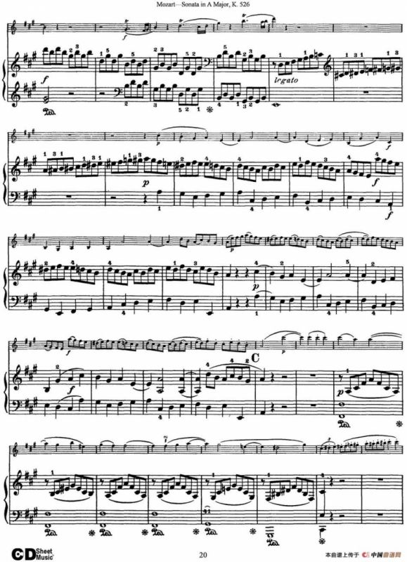 Violin Sonata in A Major K.526（小提琴+钢琴伴奏）