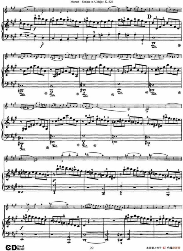 Violin Sonata in A Major K.526（小提琴+钢琴伴奏）