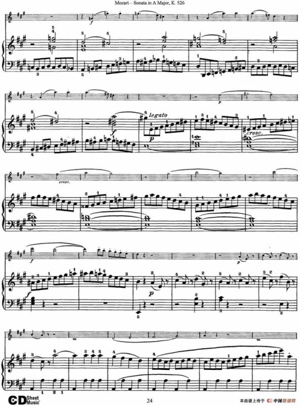 Violin Sonata in A Major K.526（小提琴+钢琴伴奏）
