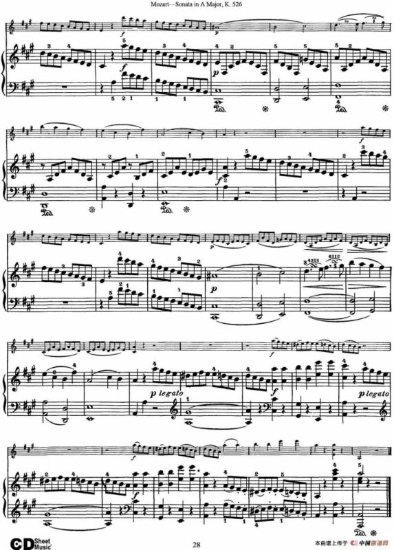 Violin Sonata in A Major K.526（小提琴+钢琴伴奏）