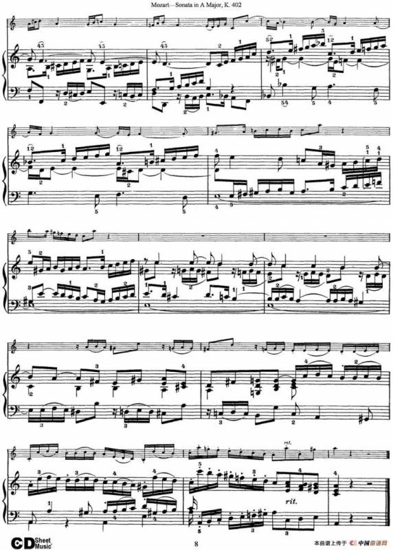 Violin Sonata in A Major K.402（小提琴+钢琴伴奏）