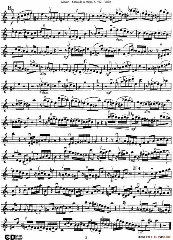 Violin Sonata in A Major K.402
