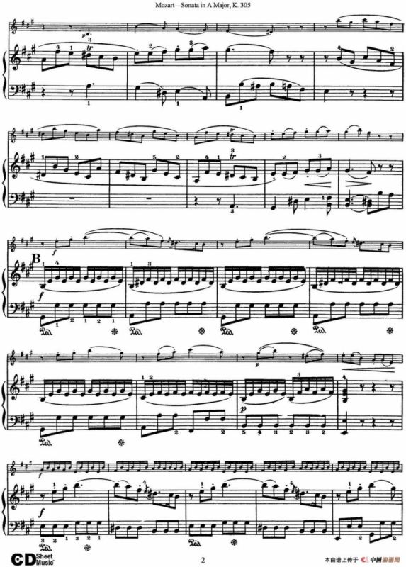 Violin Sonata in A Major K.305（小提琴+钢琴伴奏）