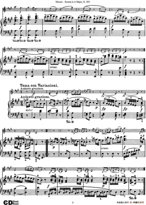 Violin Sonata in A Major K.305（小提琴+钢琴伴奏）