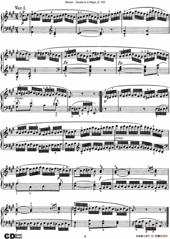 Violin Sonata in A Major K.305（小提琴+钢琴伴奏）