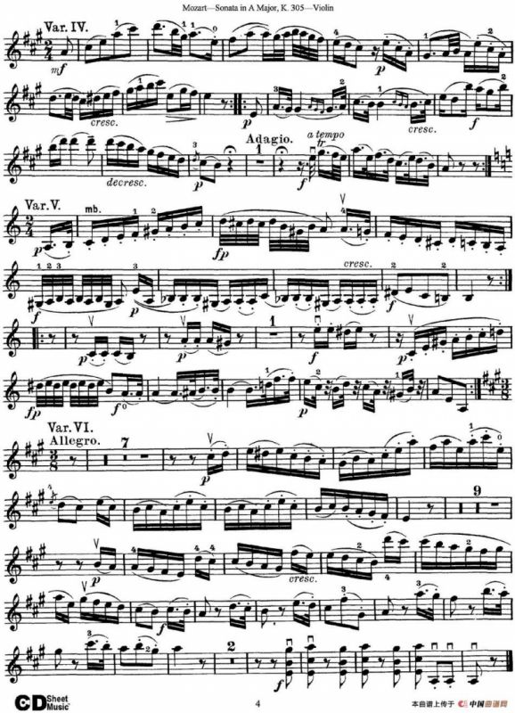 Violin Sonata in A Major K.305