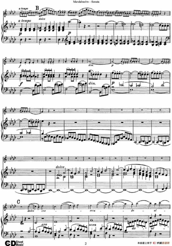 Mendelssohn Violin Sonata（小提琴+钢琴伴奏）