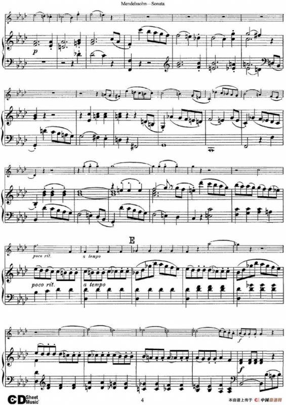 Mendelssohn Violin Sonata（小提琴+钢琴伴奏）