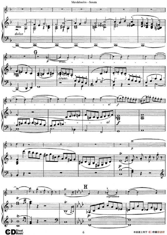 Mendelssohn Violin Sonata（小提琴+钢琴伴奏）