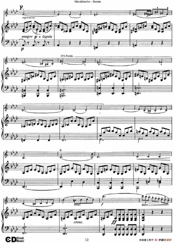 Mendelssohn Violin Sonata（小提琴+钢琴伴奏）