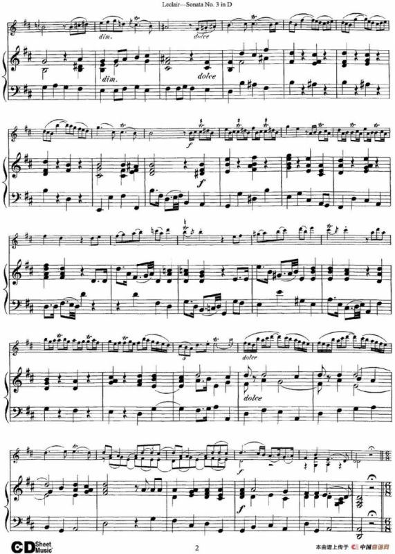 Violin Sonata No.3 In D Major（小提琴+钢琴伴奏）