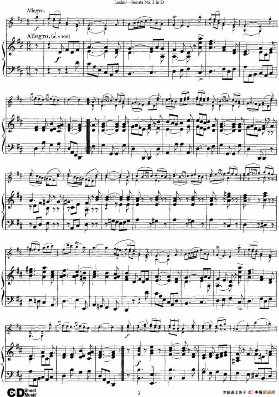 Violin Sonata No.3 In D Major（小提琴+钢琴伴奏）