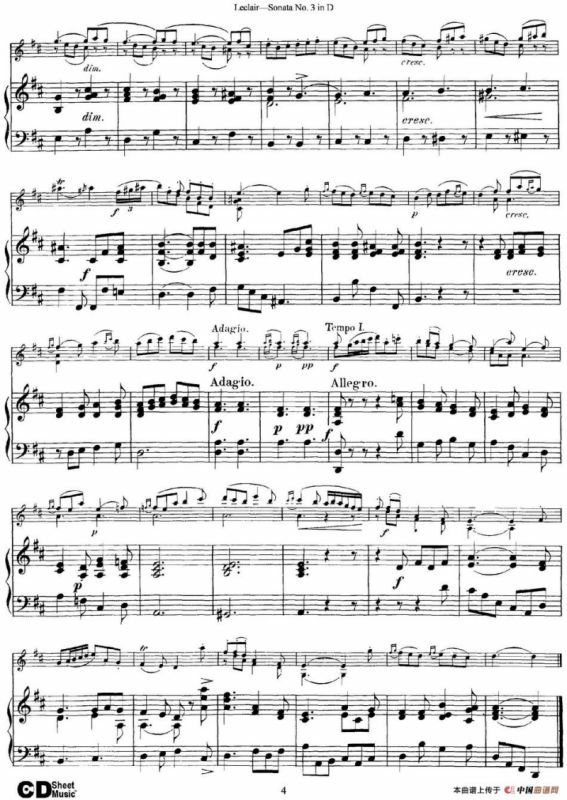 Violin Sonata No.3 In D Major（小提琴+钢琴伴奏）