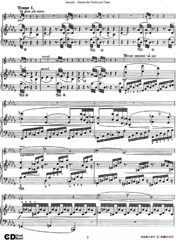 Janacek Sonata for Violin（小提琴+钢琴伴奏）
