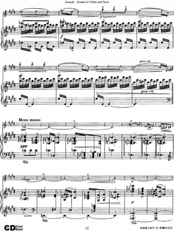 Janacek Sonata for Violin（小提琴+钢琴伴奏）