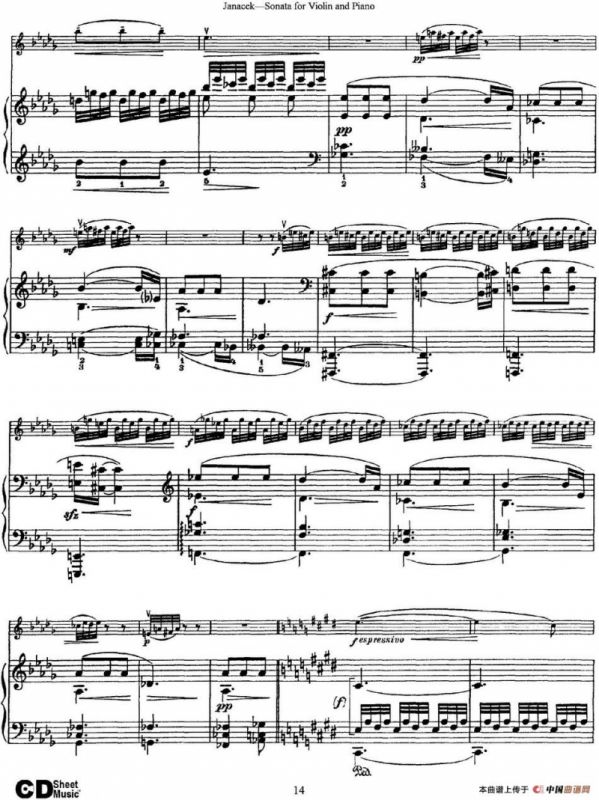 Janacek Sonata for Violin（小提琴+钢琴伴奏）