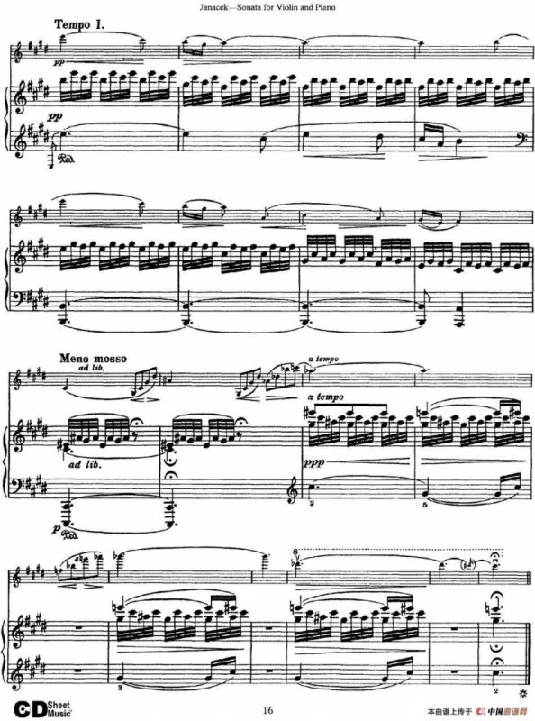 Janacek Sonata for Violin（小提琴+钢琴伴奏）