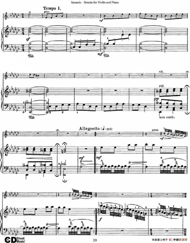 Janacek Sonata for Violin（小提琴+钢琴伴奏）