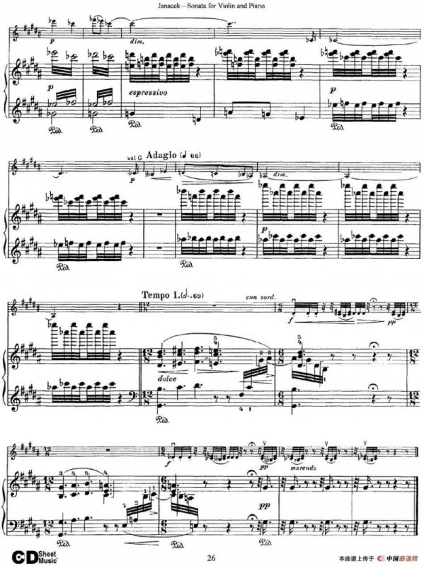 Janacek Sonata for Violin（小提琴+钢琴伴奏）