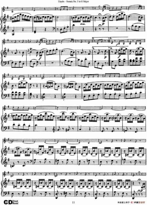 Violin Sonata No.5 in G Major（小提琴+钢琴伴奏）