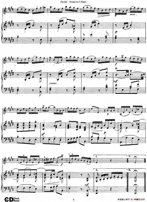 Violin Sonata No.6 in E major（小提琴+钢琴伴奏）