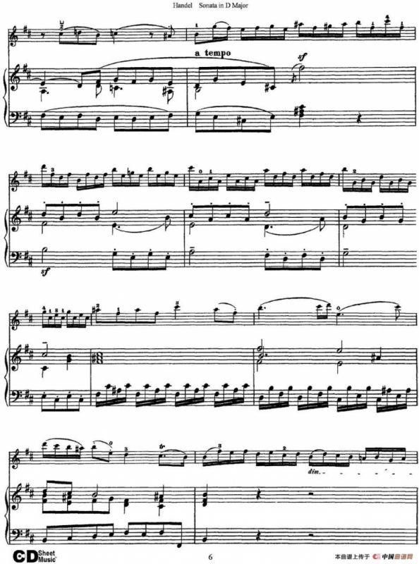 Violin Sonata No.4 in D major（小提琴+钢琴伴奏）